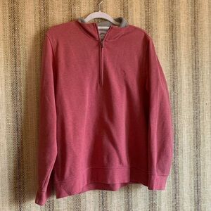 Brooks Brothers Hoodie Pullover Salmon Mens Size M Half Zipper Cotton Golf